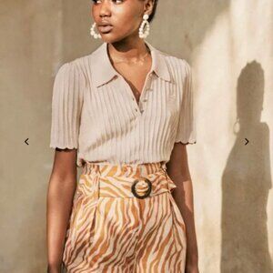 Sezane Noha Collared Jumper // Ecru // XS // Rare